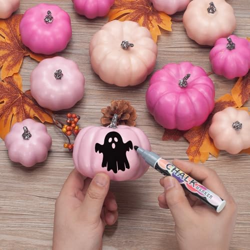 Pumpkin Decor Set, 22 PCS Fall Harvest Decorations - Pink Artificial Pumpkins for Baby Shower Bridal Shower Wedding Farmhouse Tiered Tray Bowl Filler Wreath Thanksgiving Halloween - Image 4
