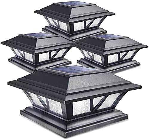 SIEDiNLAR Solar Post Lights Outdoor 2 Modes LED, 4 Pack Black (Warm/White) by Siedinlar