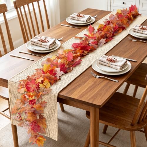 Ammyoo Fall Artificial Maple Leaf Garland with Fake Halloween Decor Fruit by Ammyoo
