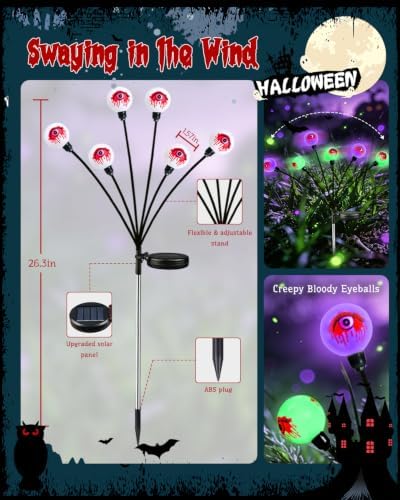 OZS 6 Pack 36 LED Solar Eyeball Lights for Outdoor Halloween Decorations - Image 6