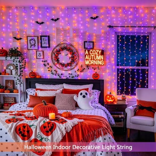 JMEXSUSS 200 LED USB Plug in Orange and Purple Halloween Lights - Image 5