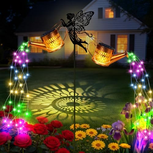 2 Pack Solar Watering Can Lights, Metal Solar Lights Outdoor Decorative by Forlivese