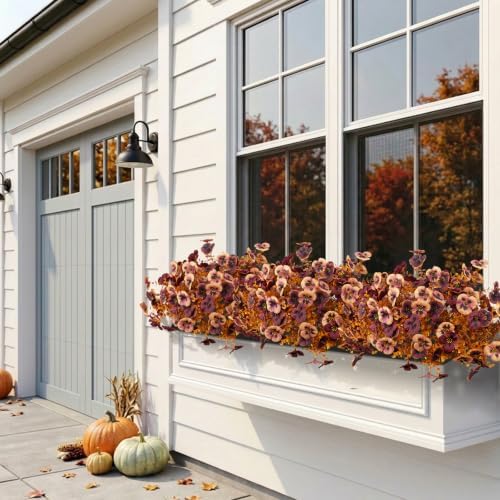 16 Bundles Fall Outdoor Artificial Pansy Flowers Autumn Garden Decor - Image 3