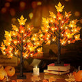 2Pack Fall Lighted Maple Tree - 2FT 36 LED Thanksgiving Decor Artificial Fall Lights, Battery Operated Tabletop Lamp with 6 Acorns, 6-Hours Timer, for Wedding Party Indoor Outdoor Autumn Decor… by Remon