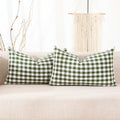 Spring Green Plaid Gingham Outdoor Lumbar Decorative Pillow Covers 12x20 by CARRIE+HOME