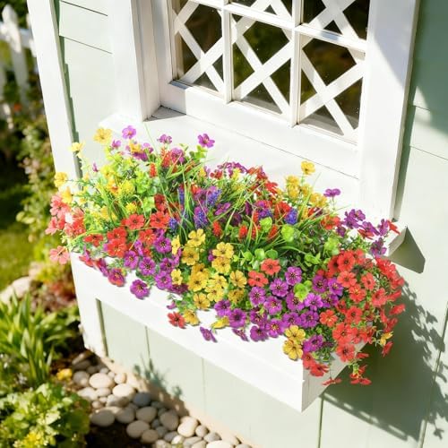 Hommyea Artificial Fake Flowers Plants for Outdoors Silk Spring Home Decor - Image 2