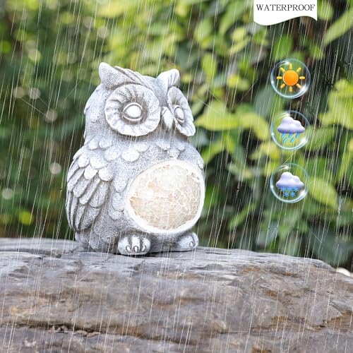 Rezpuao Solar Owl Garden Statues Outdoor Decor Resin Owl Figurine with Solar Light for Patio,Balcony,Yard,Lawn Ornament,Perfect Garden Gift - Image 5
