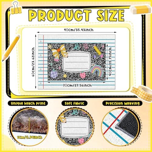 Duraaamo Back to School Doormat Composition Notebook Classroom Rug 2 Pack - Image 3