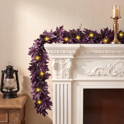 Ghrdopy 6Ft Fall Garland with 30 Lights & Timer Mantle Decor - Image 6