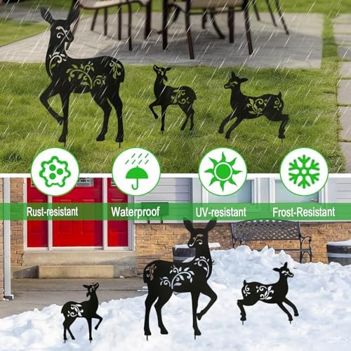 Outdoor Deer Garden Decor,Christmas Decorations Outdoor Metal Yard Stakes - Image 4