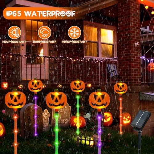24 Pack Solar Pumpkin Lights Outdoor Waterproof for Halloween Decorations - Image 2