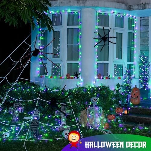 JMEXSUSS 66ft 200 LED Purple and Green Halloween Lights Plug in - Image 3