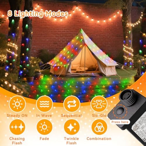 LitHome 14.8FT x 5FT Christmas Net Lights Outdoor Mesh Lights Connectable - Image 2