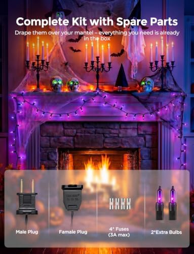 20FT Purple Outdoor Halloween String Lights for Indoor Haunted House Decor - Image 4