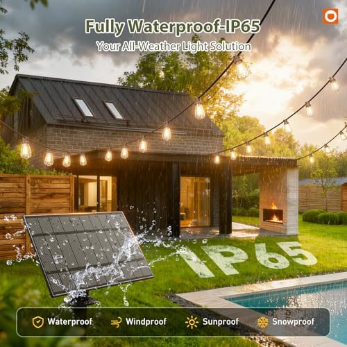 addlon 204FT(2 Pack*102FT) Solar String Lights Waterproof, 60+4 LED Bulbs - Image 4