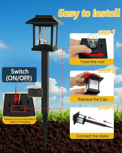 16-Pack Solar Lights Outdoor (Extra-Bright & Auto On/Off), Solar Powered Garden Lights, Outdoor Waterproof Solar Pathway Lights for Patio, Path, Yard, Landscape, Driveway, Walkway Decor (Warm White) - Image 3