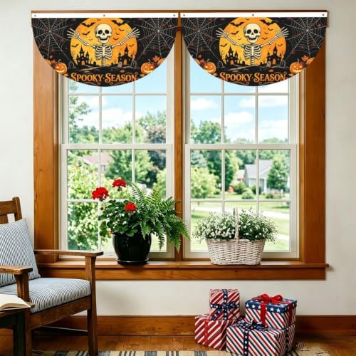 Halloween Skeleton Semicircular Hanging Decorative Bunting Flag 2pcs - Image 5