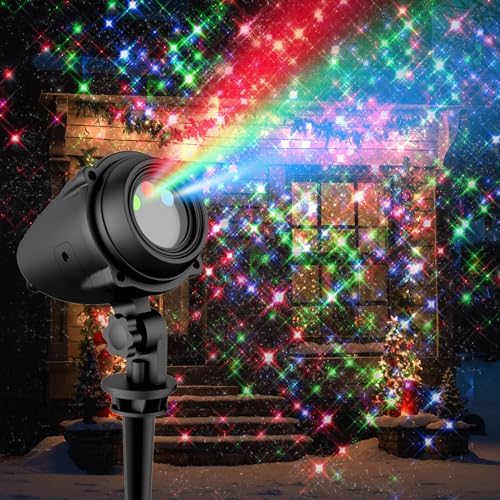 Outdoor Projector Lights, RGB Firefly Laser Lights Outdoor, IP65 Waterproof Garden Landscape Lighting for Yard House Patio Pool, Moving Galaxy Star Show for Summer Party Backyard Decorations by Rseaay
