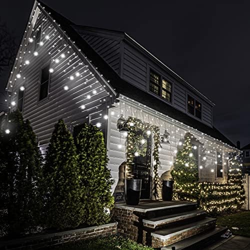 weillsnow White Icicle Lights Outdoor, 29.5 FT 360 LED Snowflake Icicle Lights with 72 Drops,Connectable Waterproof Hanging Christmas String Light for Indoor Outdoor Eaves Window Porch Decoration - Image 6