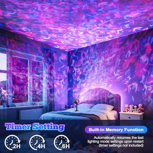 (2 Pack) Halloween Christmas Projector Lights Outdoor - RGBW Ocean Wave LED Light Projector with Remote & Timer, IP65 Weatherproof for Yard, House Parties, Bedroom Ceiling Decor (Holiday Gift Idea) - Image 3