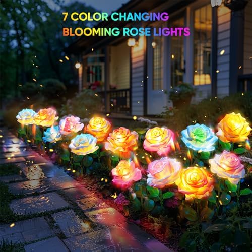 6-Pack Solar Flowers Outdoor Waterproof - Solar Garden Lights Yard Decor - Image 2