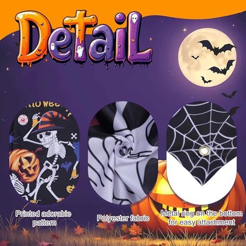 Halloween Decorations Pumpkin Skull Door Cover Decor for Front Door Porch Outdoor Decor Window Wall - Image 5