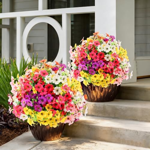 18 Bundles Artificial Outdoor Flowers for Spring Decoration, Fake Silk Daisy Flowers Realistic UV Resistant for Outside indoor Planter Front Door Porch Yard Patio windowsill Home Decor (Mix 6 colors) - Image 4