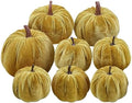 Woration 8pcs Fake Yellow Velvet Foam Fabric Pumpkins for Fall Halloween by Woration