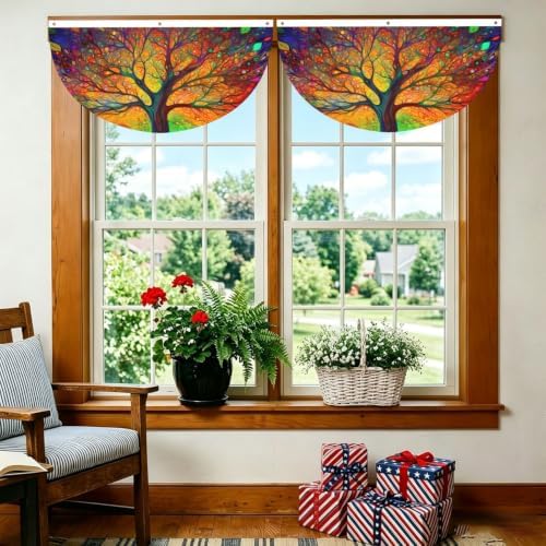 Tree Leaves Colorful Semicircular Hanging Decorative Bunting Flag 2pcs - Image 6
