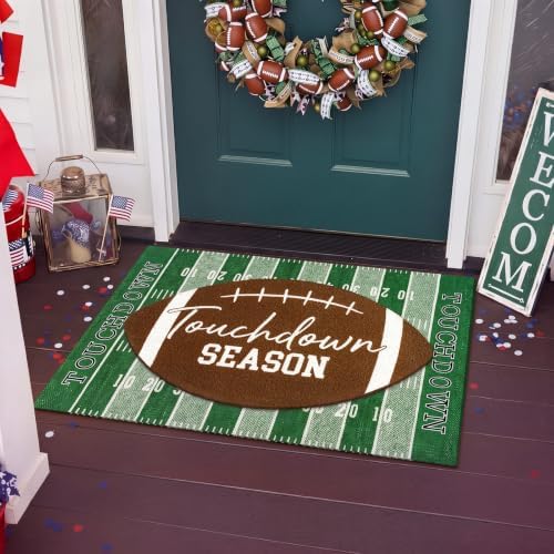 Drydiet Football Door Mat Non Slip Outdoor Touchdown Season Green Brown - Image 4