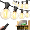 OHLUX 120FT Solar String Lights Outdoor with Remote, Commercial Grade Patio Lights with 52 Shatterproof LED Filament G40 Globe Bulbs, Dimmable Outside Edison Hanging Light for Backyard Party Decor by OHLUX-YourIndoorOutdoorSpaceLightingPartner