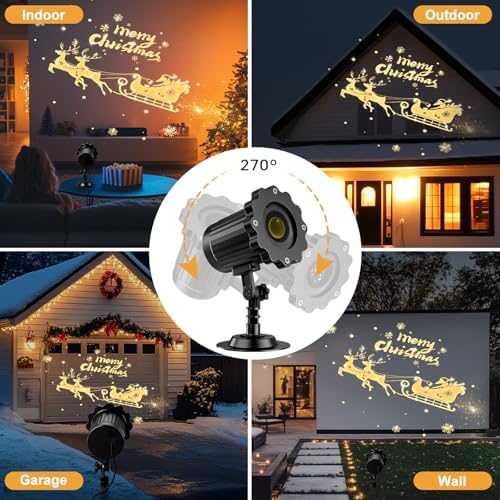 3D Dynamic Christmas Projector Lights Outdoor Indoor-2025 Upgrade Santa in Sleigh Christmas Decorations,Waterproof Holiday Projector Lights for Window Ground Roof Wall Yard Xmas Decor - Image 4