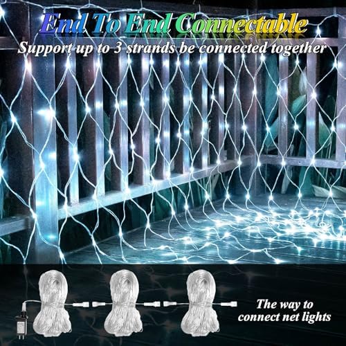 Lovelite 8ft x 8ft Net Lights Outdoor, 196LED 35 Colors Changing Gazebo Net Lights Clear Wire, Connectable Fairy Lights Waterproof for Patio Pergolas Backyard Bush Christmas Halloween Wedding Party - Image 6