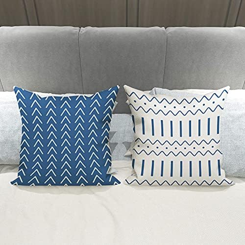 YCOLL Pillow Covers 16x16 Set of 4, Modern Sofa Throw Pillow Cover, Decorative Outdoor Linen Fabric Pillow Case for Couch Bed Car，Light Blue - Image 4