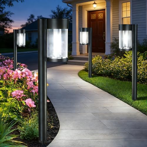 Mancra Solar Pathway Lights Outdoor, 10 Pack Metal & Glass Solar Lights Outdoor Waterproof Landscape Path Lights, Cool White - Image 7
