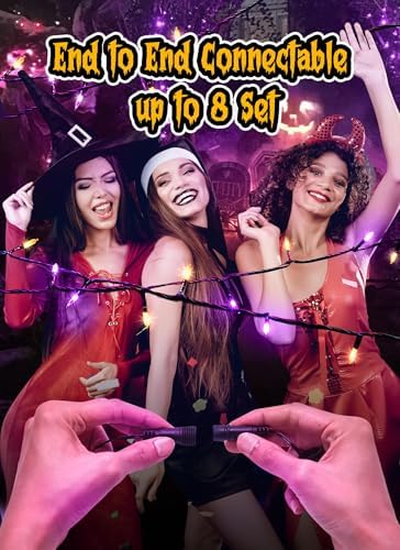 Outdoor Halloween Lights, 39Feet 100 LED Mini Lights with 8 Lighting Modes, Connectable Halloween String Light Plug in for Garden Patio Party Haunted House Ghost Holiday Decoration, Orange & Purple - Image 4