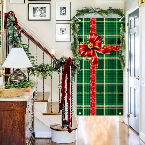 Christmas Door Cover Snowman Decoration Xmas Large Photography Background Banner Porch Sign for Winter Indoor Outside Front Door Banner Farmhouse Party Supplies 6 x 3 Feet - Image 5