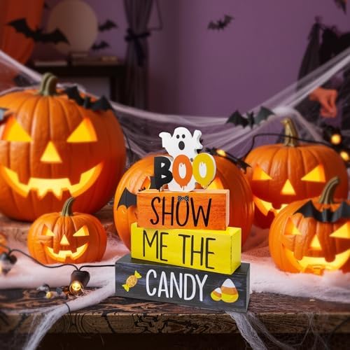 4 Pcs Halloween Wooden Decor, Show Me the Candy Decorations - Image 5