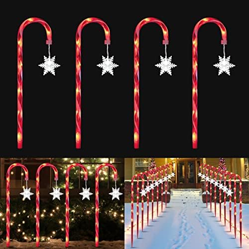 16 Pack 15inch Candy Cane Lights，Twinkle Christmas Candy Cane Pathway Markers, Xmas Pathway Lights Outdoor for Walkway Garden Lawn Holiday Decorations by GLOWNOVA