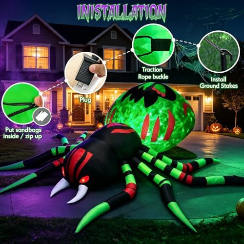 11FT Halloween Inflatables Giant Spider Blow Ups Outdoor Decor Yard Lawn - Image 3
