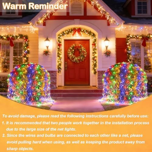 Lovelite 610 LED Christmas Net Lights, 34.5ft x 5ft Mesh Lights Outdoor Clear Wire 8 Modes, Waterproof Connectable String Lights Plug in for Bushes Xmas Tree Garden Holiday Party Decor - Multicolor - Image 3