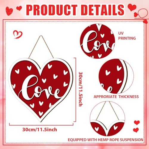 Boao Welcome Valentine's Day Wooden Door Hanging Sign Decor - Image 2