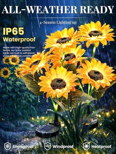 GIGALUMI Solar Sunflower Decor, 2 Pack LED Sunflower Gifts for Women - Image 2