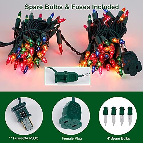 3 Sets Christmas Lights, 150 Count 33 FT Each Mini String Lights, Green Wire Fairy Lights, 120V UL Certified Connectable Xmas Tree Light for Holiday Winter Patio Party Outdoor Decoration, Multicolor - Image 5