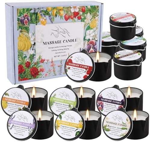 12pcs Massage Oil Candle,Moisturising Natural Soybeans Gift Sets by TLNFHRPI
