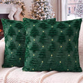 Softalker Christmas Pillow Covers 18x18 Set of 2, Green Xmas Tree Decor by Softalker