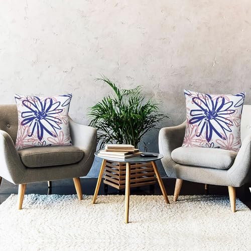 Pyonic Outdoor Waterproof Pillow Covers Pack of 2 Dahlia Water Resistant Decorative Outdoor Pillow Covers 18x18 inch Square Patio Pillows for Funiture Garden,White - Image 6