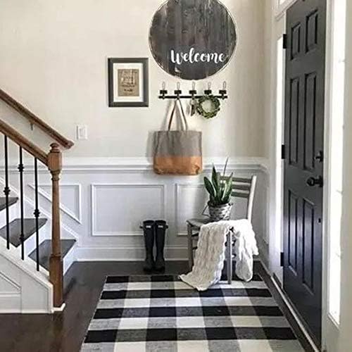 Buffalo Plaid Outdoor Rug 35.4'' x 59'' Black and White Front Door Mat Front Porch Rug Layered Welcome Door Mat for Front Porch Decor, Front Door, Farmhouse Decor,Entryway - Image 6