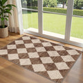 Brown Beige Checkered Entry Rug - 3x5 Non-Slip Indoor Outdoor Rugs by Othilic