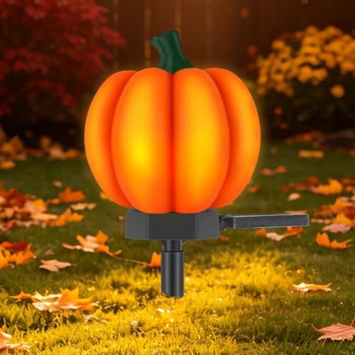 1 Pack Pumpkin Solar Lights Outdoor Halloween Decor Fall Solar Stake Light by Eyourlife